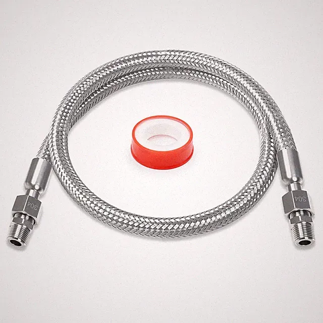 1/4x40 Inch Air Compressor Jumper Hose Braided Stainless 870 PSI 1/4 NPT End