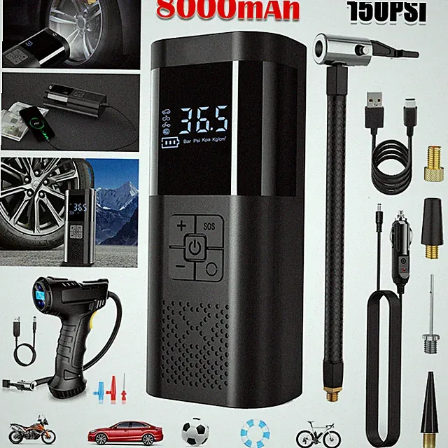 150PSI Air Compressor Tire Inflator Car Moto Bike Tires Air Pump Wireless 12V