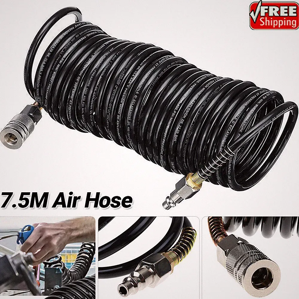25ft 1/4" NPT Air Compressor Hose Line 200 PSI Quick Pneumatic Coupler US