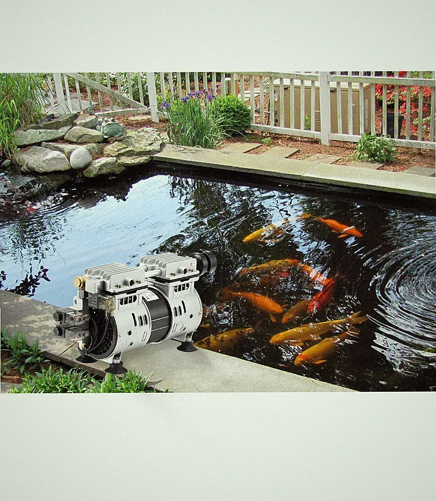 3/4HP Oil Free Pond Aerator Pump Air Compressor Aeration System Up to 3 Acre