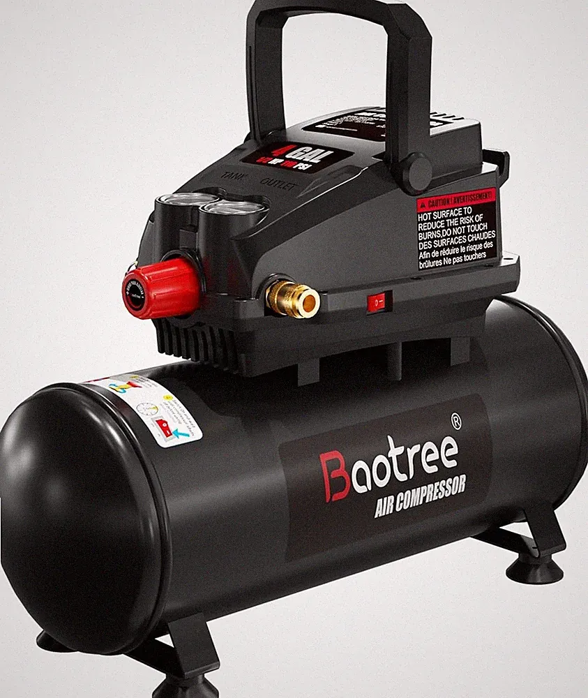 4 Gallon Portable Ultra Quiet Oil Free Air Compressor Tank 110PSI 0.5HP Motor