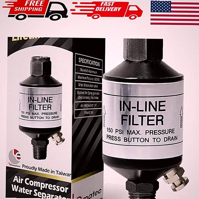Durable Inline Air Dryer - 1/4 NPT Water Separator with Easy Drain for Air Tools