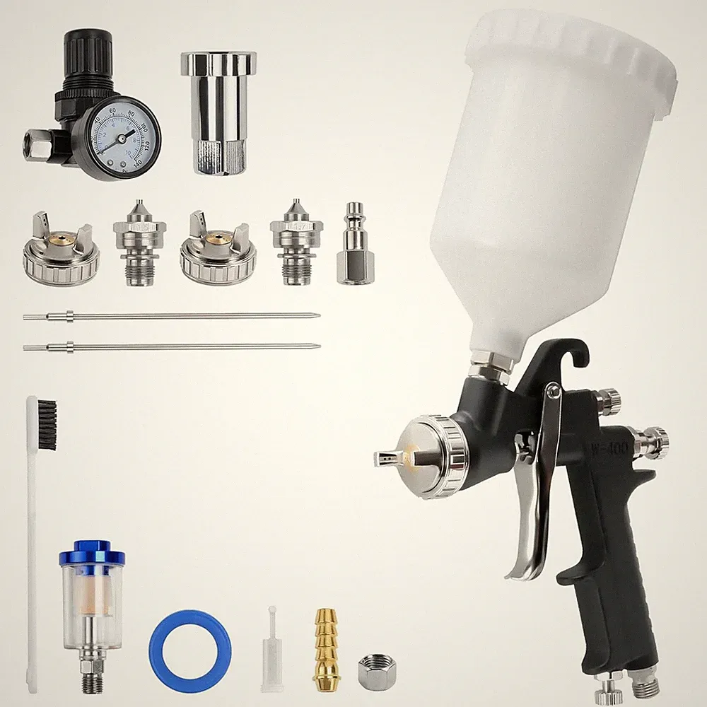 HVLP Spray Gun Kit Air Paint Sprayer 1.3 1.5 1.7mm Nozzle for Furniture Wood