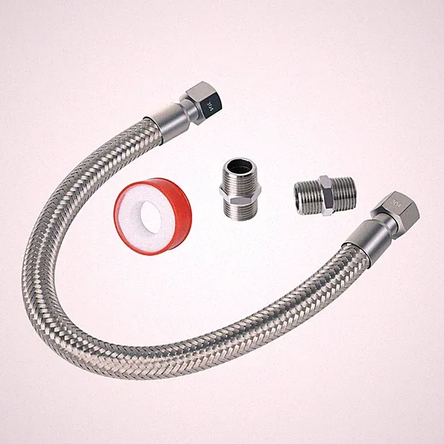 Industrial Grade Compressor Jumper Hose 1/4" NPT Male x 15" Length,Stainless...