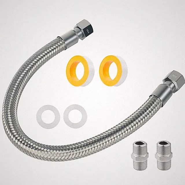 Industrial Grade Compressor Jumper Hose, 3/4" NPT 20" Length, Silver