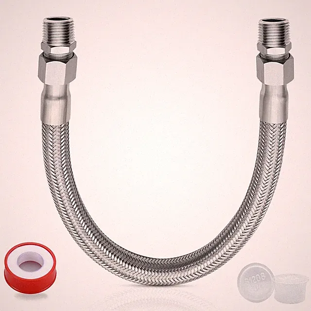 Industrial Grade Compressor Jumper Hose, 3/4" NPT Male x 20" Length Hose,750°...