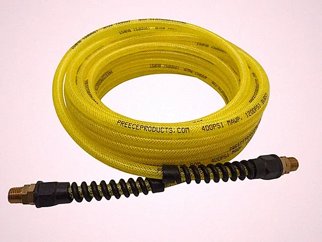 Professional 400PSI Braided Poly Air Hose X 30 FT Coil 1/4" Male NPT Swivels