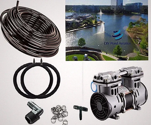 Professional Grade 3/4HP 220v Pond Aerator KIT w/50' Sink Hose 2-48" Diffusers